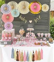Yara Baby Shower Decorations For Girl Pink And Gold Baby Shower Cardstock Paper Fans Baby Shower Decorations Pink Party Decorations Girl Shower Decorations