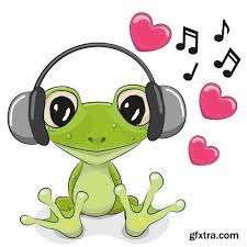 Wild Animal And Pet Listening To Music On Headphones 25 Eps Frog Pictures Frog Drawing Cute Frogs