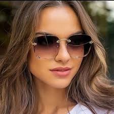 Occhiali da sole quadrati senza montatura Ladies Luxury Brand Designer  Summer Red Glasses Fashion Sunglasses Men