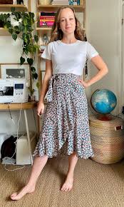 Skirt made from 100% recycled polyester. Diary Of A Chain Stitcher Floral Viscose Crepe Frankie Wrap Skirt