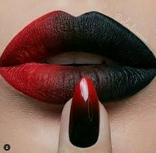 Black And Red Ombre Eyeshadow Red Black Ombre Lips And Nails Gothic Makeup Lipstick Art Lip Art