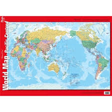 Pacific World Map Double Sided Wall Chart 695x495mm