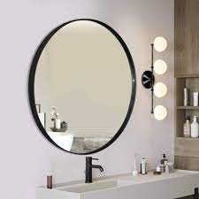 Our range includes lots of large round bathroom mirrors too perfect for making small bathrooms feel bigger. Amazon Com Motini Large Round Wall Mirror Black Circle Mirror 30 Inch Stainless Steel Metal Frame Wall Mounted For Bathroom Bedroom Vanity Living Room Entryway Kitchen Dining