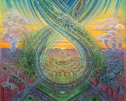Amanda Sage visionary art painting sacred geometry interconnected web lace of existence, AI generated