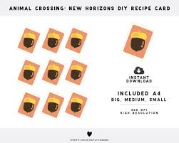Animal Crossing New Horizons Diy Recipe Card Pdf Printable Etsy Diy Recipe Cards Recipe Cards Diy Food Recipes
