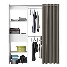 Dressing En Bois Blanc Taupe Extensible Avec Niches Tiroir Penderies Rideau Coton Chicago Meuble Rangement Dressing Extensible Dressing En Bois