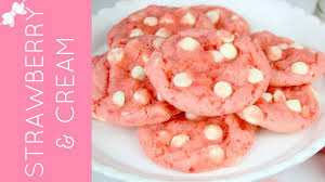 Lava cake hershey's kisses are back! Strawberry White Chocolate Chip Cake Mix Cookies Lindsay Ann Bakes Youtube