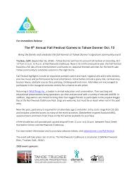 The 9th Annual Fall Festival Comes to Tahoe Donner Oct. 13