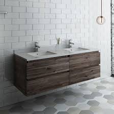 Get 5% in rewards with club o! Fresca Formosa Double 58 Inch Modern Modular Wall Mount Bathroom Vanity Cabinet Only Acacia