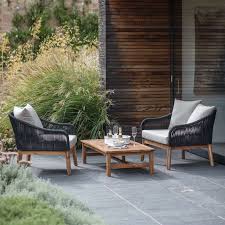 Black Polyrope Wood Garden Armchair Table Set Lime Lace Winter Garden Furniture Black Polyrope Wood Garden Armchair Sets Stylish Seating Outdoor Armchair