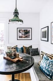 Eclectic Dining Space With Built In Bench And Round Table Rustic Dining Room Bohemian Living Room Decor Dining Room Decor Rustic