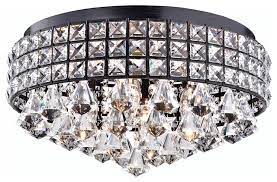 Led flush mount ceiling light fixtures come in many different styles from frosted, glass fixtures to crystal flush mount lights that seamlessly blend with the decor to refined, metal lights that add a cool, modern touch. 4 Light Antique Black Crystal Drum Shade Flush Mount Ceiling Chandelier Glam Contemporary Flush Mount Ceiling Lighting By Edvivi Llc Houzz