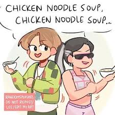 This chicken noodle soup is a life saver when the whole family is down with a bad cold. Do Not Repost Use Edit Let S Get Some Chicken Noodle Soup With A Sprite On The Side Bts Bangtan Chicken Noodle Noodle Soup Chicken Noodle Soup