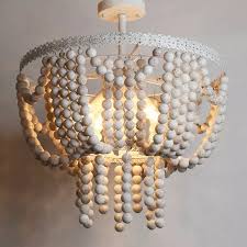 Ideal for a foyer, a small dining room or bedroom, or hang a couple above a kitchen island. Vintage White Wood Beaded Chandelier French Semi Flush Kitchen Chandelier Lighting Bedroom Kitchen Corridor Kids Children S Room Chandeliers Aliexpress