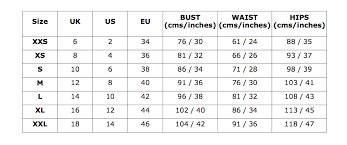 Sizing Chart Lavender Hill Clothing