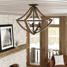 Three Posts Romina 3 Light 16 5 Semi Flush Mount Wayfair In 2020 Semi Flush Ceiling Lights Semi Flush Geometric Chandelier