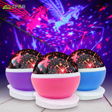 Rotating Night Light Projector Lamp Starry Sky Star Unicorn Children Kids Baby Sleep Romantic Led Projection Lamp Usb Aa Battery Led Night Lights Aliexpress