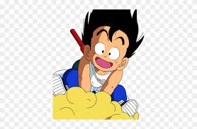 During toriyama's second draft, goku was instead a full human dressed in sailor clothes that rode a flight mecha instead of the flying nimbus. Make This Amazing Design Cute Kid Goku Of Dragon Ball Kid Goku On Flying Nimbus Png Free Transparent Png Clipart Images Download