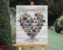 Heart Collage For Funeral Welcome Sign Or Memorial Poster Gray Wood Display Guest Book Table Celebration Of Life Photo Gift Favor Cl30 Heart Collage Funeral Heart Celebration Of Life