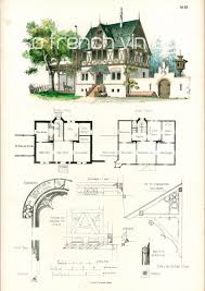 1854 Country House Plans Architectural Antique Print Large Size A3 Antique Engraving Drawing Architect Country House Plans Vintage House Plans House Blueprints