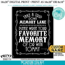 Memory Sign, Take a Trip Down Memory Lane & Share a Favorite Memory, Black  and White PRINTABLE 8x1016x20 Sign edit Yourself With Corjl - Etsy