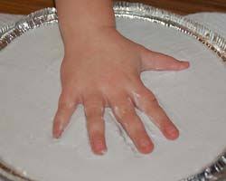 How to make a mold of a hand using plaster step 1. Handprint Plaque Plaster Crafts Hand Print Mold Plaster Of Paris Crafts For Kids