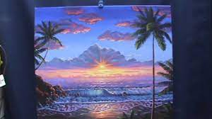 Landschaft aquarellmalerei meer sonnenuntergang kuste see moderne. Malen Verfahren Fur Einen Strand Mit Sonnenuntergang Acryl Auf Leinwand Von Einem Professionellen Youtube