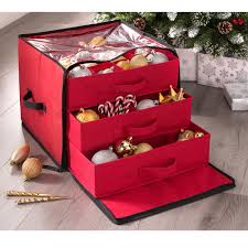 Christmas ornament storage box 64 balls heavy duty 600d polyester xmas decor box. 48 Piece Christmas Decoration And Ornament Storage Box Red 40 Cm We R Christmas