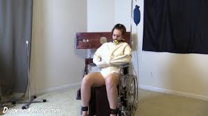 Alisha: bound in straitjacket & wheelchair for enema - abdl, diaper fetish  - xcavy.com