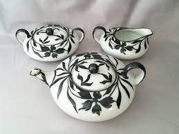 Black And White Teapot Set Antique German Teapot Tea Set Silver Overlay Art Nouveau Black And White Porcelain Tea Pot W Creamer Lidded Sugar G Porcelain Teapot German Teapot Tea Set