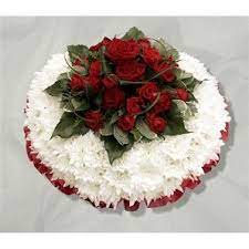 With Sympathy Flowers Chrysanthemum Based Posey Pad 12inch Sympathy Flowers Funeral Flowers Chrysanthemum