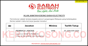 Jawatan kosong ini dibuka sehingga 13 april 2013. Jawatan Kosong Sabah Electricity