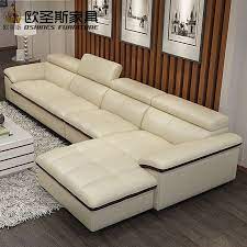 Modern Sectional Livingroom Beige Genuine Leather Sofa Set Leisure L Shape Sofa Set Leather Top Grain Italy L Leather Sofa Set Genuine Leather Sofa Sofa Design