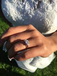 Bride S Wedding Band And Engagement Ring Yellow Gold Trilogy 1 6 Crt Diamond Engagement Ring Yellow Engagement Rings Trilogy Engagement Ring Engagement Rings