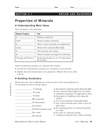 The physical properties of minerals are used by mineralogists to help determine the identity of a specimen. Properties Of Minerals Review And Reinforce Answers Fill Online Printable Fillable Blank Pdffiller