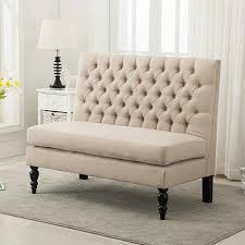 Amazon Com Modern Settee Bench Banquette Loveseat Sofa Button Tufted Fabric Sofa Couch Ding Bench Chair 2 Seater Home Kitc In 2020 Fabric Sofa Love Seat Sofa Couch