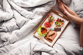 Young Woman Enjoying Morning Breakfast In Bed Free Stock Photo Picjumbo