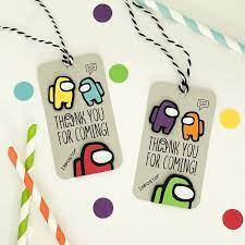 Among Us Thank You Tag Among Us Favor Tag Among Us Game Video Game Topper Among Us Birthday Party Decorations Birthday Tags Party Printables Free Birthday Party Decorations