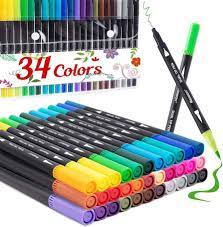 Amazon.com : Coloring Markers Pen, Dual Brush Tip Marker for Adult Coloring,  34 Color Calligraphy Fine Tip Pen for Beginner Journal Planner, Drawing,  Doodle : Arts, Crafts & Sewing