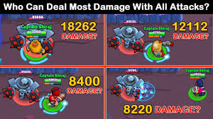 Go alone or with a partner to fight in the showdown arena! Who Can Deal Most Damage With All Attacks In Brawl Stars Youtube