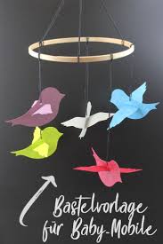 Baby Mobile Mit Vogelchen Bastelvorlage Plotterfreebie Kugelig Com Mobile Basteln Papier Mobile Basteln Baby Mobile