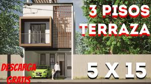 6 mts de frente x 20 mts de fondo construcción: Plano De Casa Moderna De 5 X 15 Metros House Plans 5 X 15 Meters Modern Style Youtube