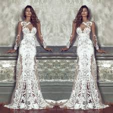 Sie können hochzeitsmode nach ihren wunschen kaufen. Crylee Damen Super Grace Langer Rock Perfektes Elegantes Hochzeitskleid Elegantes Brautkleid Partykleid Langarm Perspektive Netz Besticktes Hochzeitskleid Flitterwochen Hochzeit Schwester Rock Hochzeitsmode Brautkleider