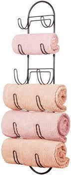 Great savings & free delivery / collection on many items. Amazon Com Mdesign Wall Mount Metal Wire Towel Storage Shelf Organizer Rack Holder With 6 Compartments Shelves For Bathroom Towels Bronze Home Kitchen