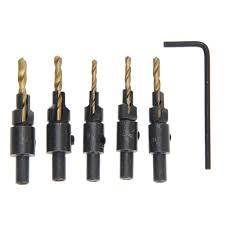 5pcs Hex Hss Woodworking Ti Countersink Drill Bit Set Wood Countersinks Screw Size 6 8 10 12 14 High Quality Hot Sale Drill Bits Drill Bit Sets Drill