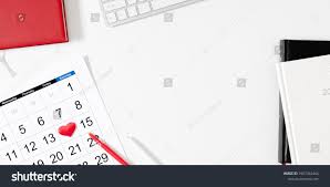 Valentine S Day Background Office Table Date February 14 On Calendar 2020 Valentine S Day Red Heart Circ In 2020 Valentines Day Background Valentines Valentines Day