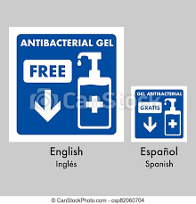 Check spelling or type a new query. Gel Antibacterial Here Free Signage 2 Idioms English And Spanish Canstock
