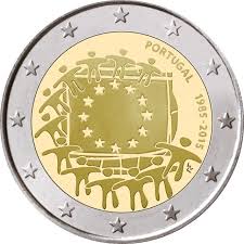 Green on the left (the shaft), red on the right (the wind). 2 Euro Portugal 2015 European Flag Graf Waldschrat De
