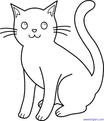 Cat And Kitten Png Black And White Cat Clipart Cat Coloring Page Kitten Drawing