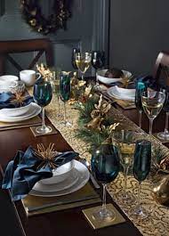 Blue and gold table setting. Christmas Table Decorations Blue And Gold Life And Style The Guardian